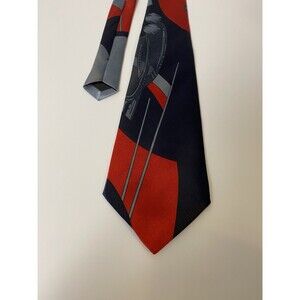 Vintage Dior Abstract Art Silk 4” Wide Tie, Monsieur Red, Blue, Geometric France